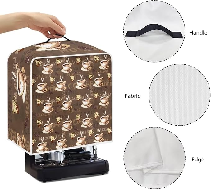 Coffee Cup Print Coffee Maker Dust Cover Small Kitchen Appliance Cover - Image 5