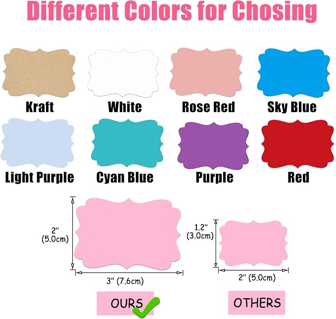 2 x3 Pink Label Stickers, Self-Adhesive Gift Tag Stickers, Write on Blank Labels - Image 2