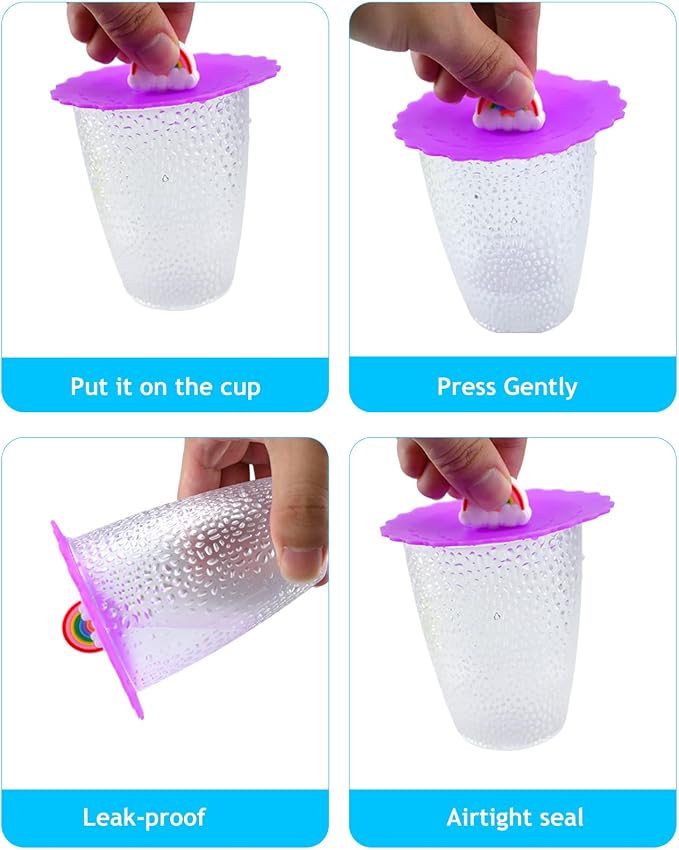 8PCS Silicone Cup Lids Mug Cover, Colorful Food Grade Anti-dust Airtight Seal - Image 7