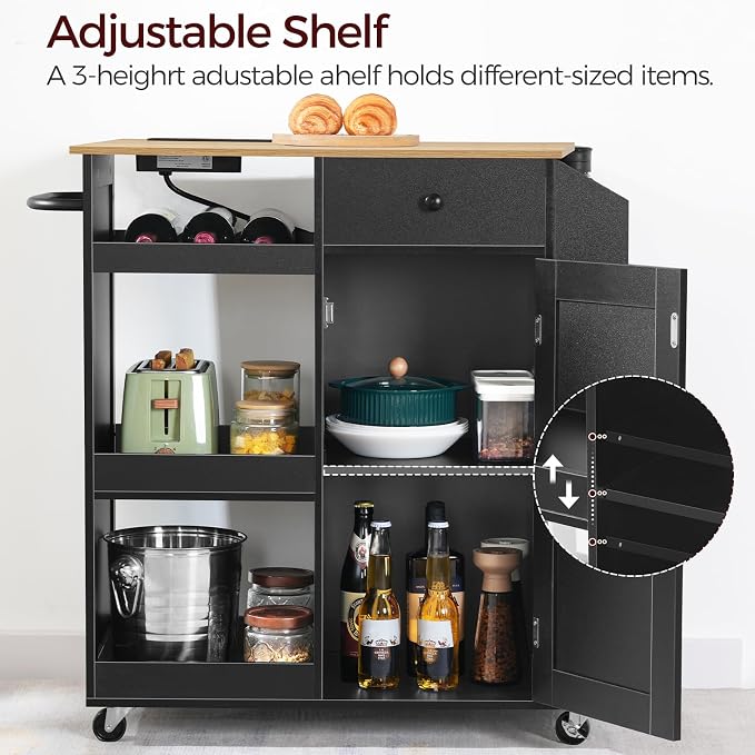 MAHANCRIS Kitchen Island with Power Outlet, Kitchen Storage Island with Drawer - Image 2