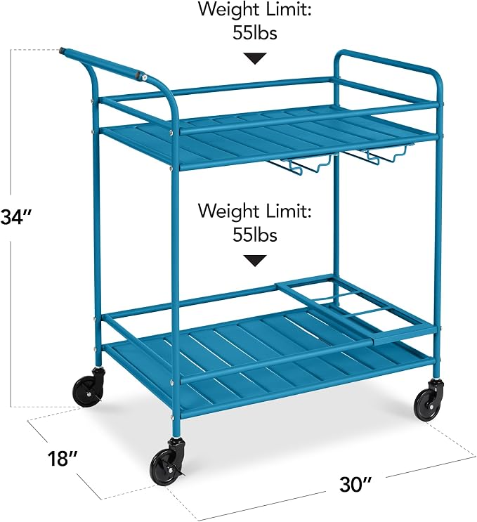 Best Choice Products Rolling Bar Cart, Mobile Home Bar Serving Cart, Serving - Image 2