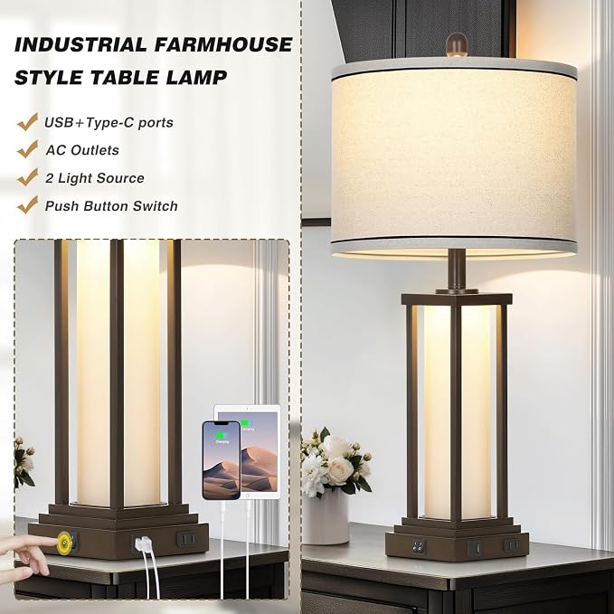 Cinkeda 27" Tall Vintage Table Lamps - Image 4