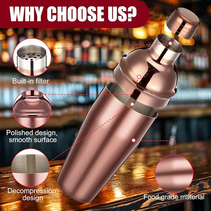 Nitial 6 Pcs Bar Cocktail Shaker Professional Stainless Steel Martini Drink - Image 4