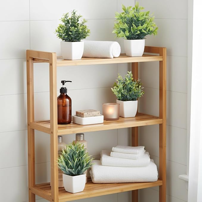 CEWOR Fake Plants 4 Packs Small Artificial Greenery Mini White Potted Plants - Image 4