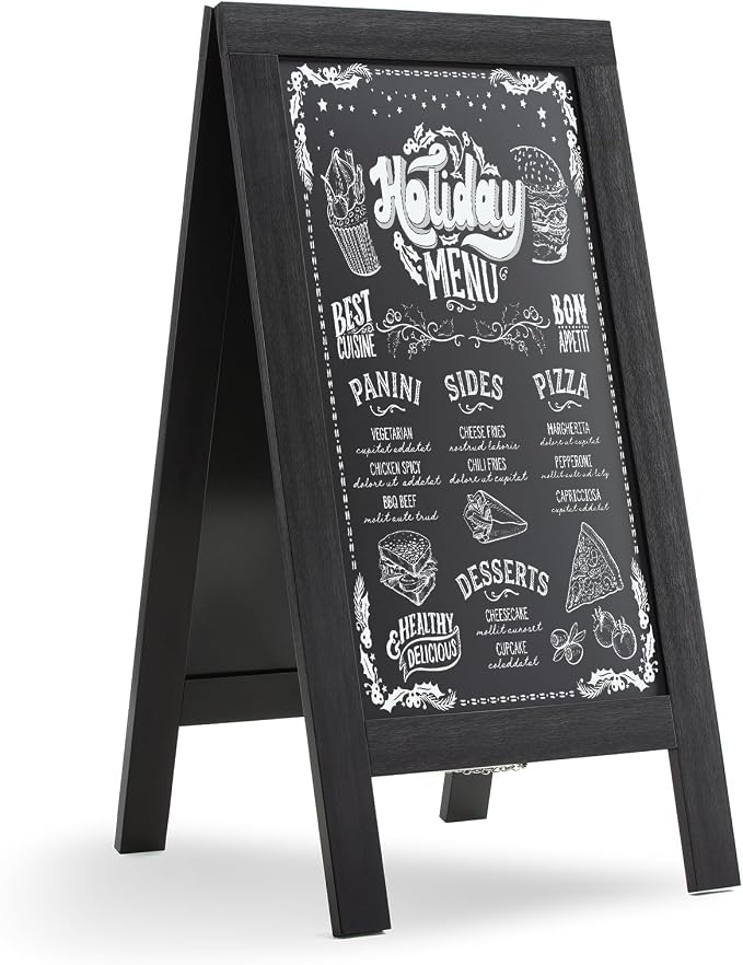 DAHAPYBOO Sandwich Board 40"x20" Solid Pine Wood Rustic Black, Chalk Board Sign by DAHAPYBOO