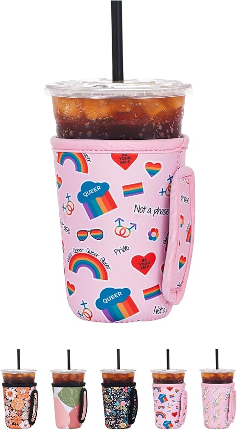 Reusable Insulated Neoprene Iced Coffee Sleeves & Coffee Cup Holder, Universal by Cavllson