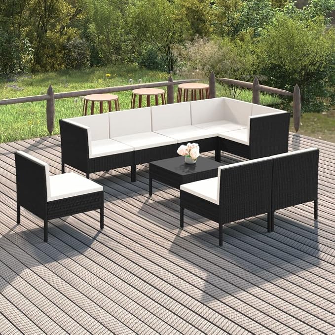 9 Piece Patio Lounge Set with Cushions, Outdoor Sectional Furniture Set with PE - Image 2