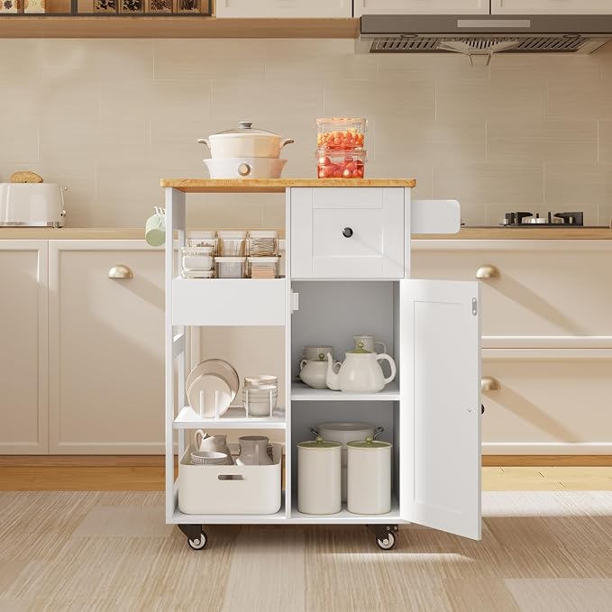 Gizoon Kitchen Island Cart on Wheels, Rolling Serving Utility Cart - Image 8