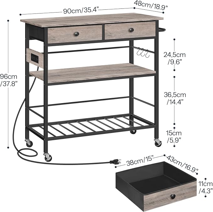 HOOBRO Kitchen Island with Storage, Rolling Island Cart - Image 4