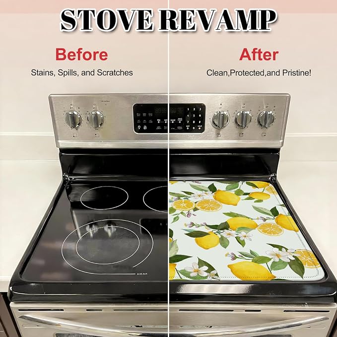 Lemon Fruits Induction Cooktop Protector Mat 28x20 Inch, Heat Resistant Non - Image 4