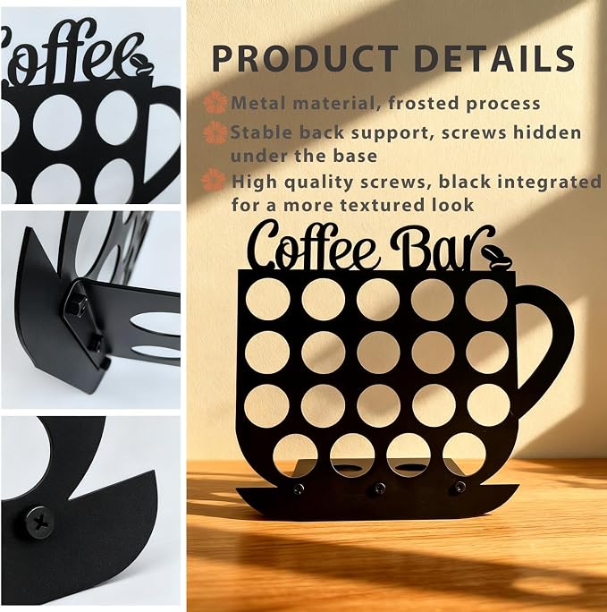Metal K Cups Coffee Pod Holder, 19 Pods Holder Display, Coffee Bar Organizer - Image 2