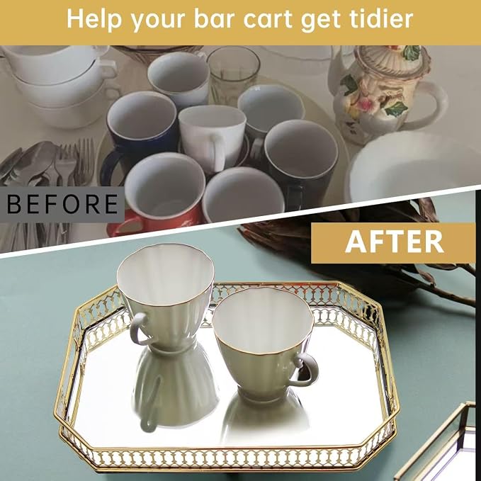 Bar Cart Tray, Decorative Mirrored Tray - Image 5