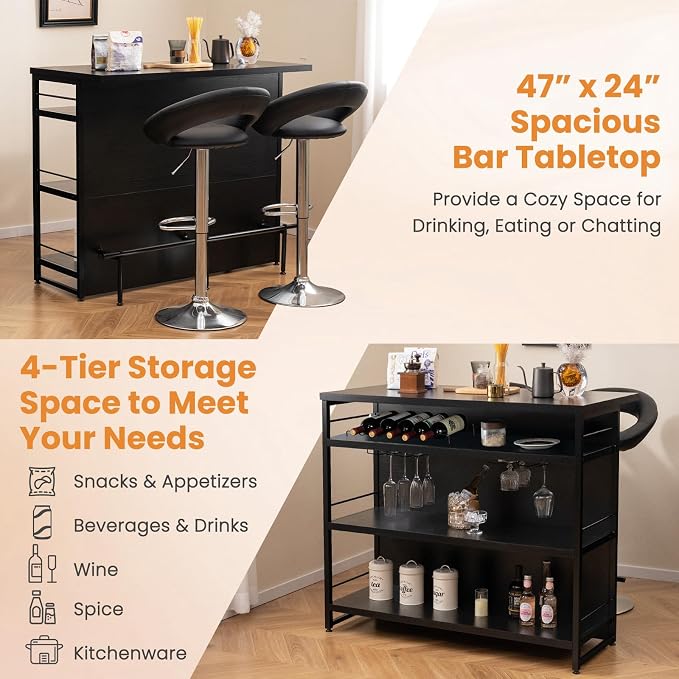 Giantex Home Bar Unit, 4 Tier Liquor Bar Table - Image 6