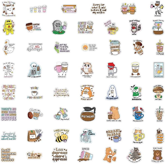 110Pcs Funny Coffee Stickers, Waterproof Vinyl Stickers - Image 7