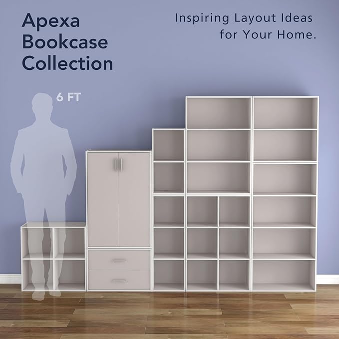 Homes: Inside + Out Apexa 4-Cube Storage Organizer Shelves, Stackable Wood - Image 9