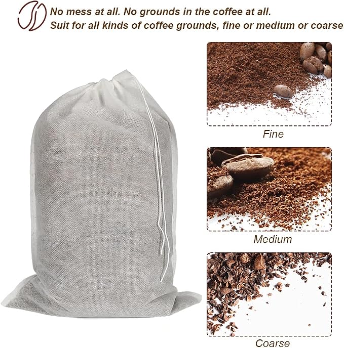 50pcs No Mess Large Cold Brew Bags, 8x12 inch Disposable Coffee Filter Bag Fine - Image 4
