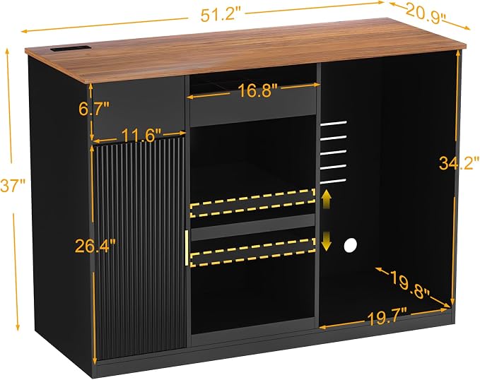 GDLF Snack Bar Cabinet with Fridge Space, Snack Organizer with Storage and - Image 2