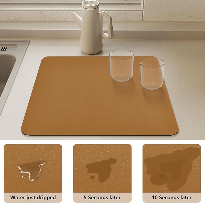 Camel Dish Drying Mat for Kitchen Counter No-slip Rubber Bottom Dish Drying Pad - Image 4