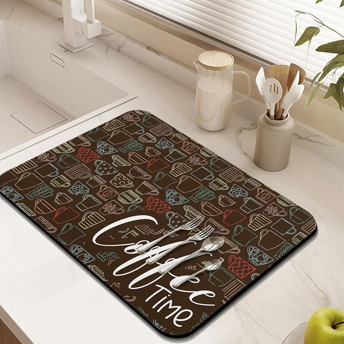 Coffee Mat - Absorbent Coffee Bar Drying Mat - Waterproof Protects Kitchen - - Image 3
