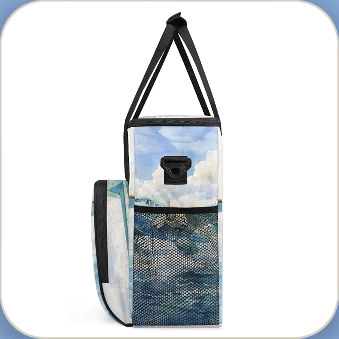 Aircraft Pattern Coffee Maker Carring Bag, Large Insulated Storage Organizer - Image 4