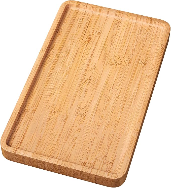 VERTORGAN Bamboo Serving Tray, 9.8x5.9 Inch Decorative Trays Platter by VERTORGAN