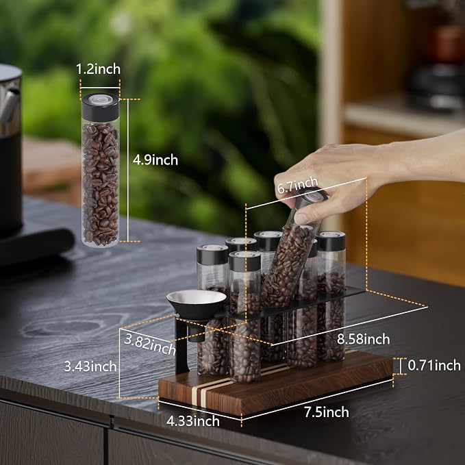 VZONE Coffee Bean Cellar Tubes Single Dose Glass Coffee Container - Image 2