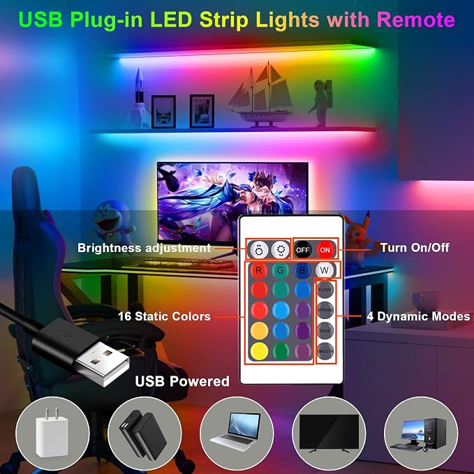 LED Strip Lights 6.56Ft, RGB LED Lights Strip - Image 3