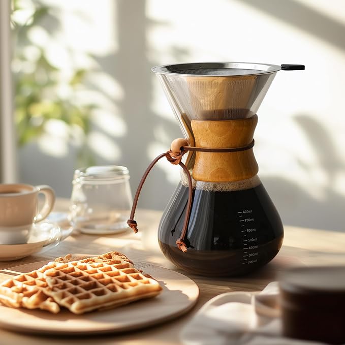 Pour Over Coffee Maker 27 OZ, 8 Cup Borosilicate Glass Drip Coffee Maker - Image 7