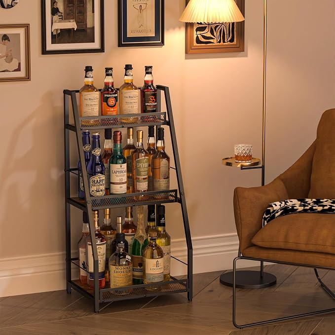 3-Tier Liquor Stand for Home Bar, Stepped Wine Rack Freestanding Floor for - Image 2