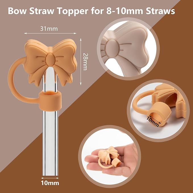 6PCS Bow Straw Toppers, Cute Straws Covers - Image 4