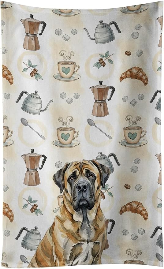 Caroline's Treasures Brindle English Mastiff Coffee Bar Kitchen Towel Velour by CarolinesTreasures