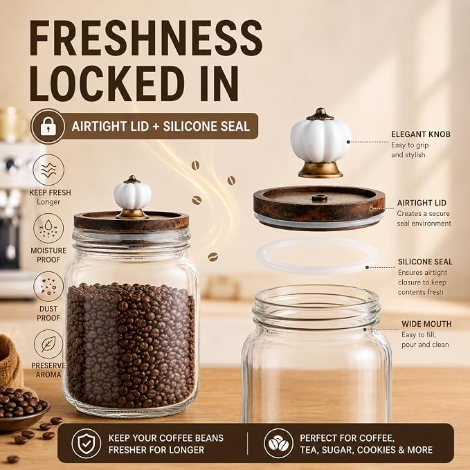 50.7oz Glass Coffee Bean Container - Image 4
