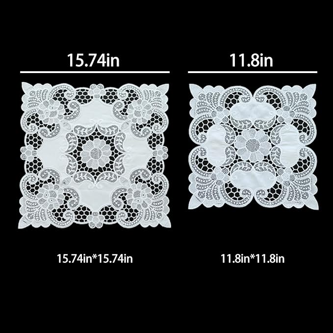 Small Square Lace Cover Cloth Macrame Lace Table Doilies Cutwork Embroidery - Image 2