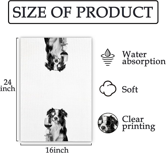 Border Collie Gifts Wine Kitchen Towels, Gifts - Image 7