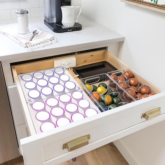 2 pack K Cup Drawer Organizer, Acrylic 12 Slots Flat Countertop Coffee Pod - Image 2