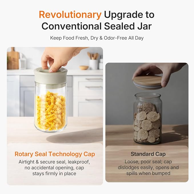 Upgraded Rotary Airtight Glass Jar - Image 3