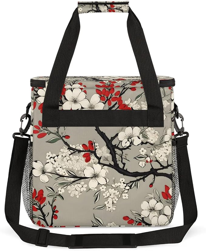Japanese Cherry Blossom Coffee Maker Carring Bag, Large Insulated Storage - Image 5