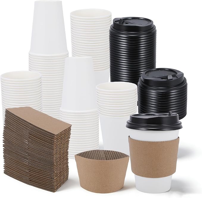 Coffee Cups, 50 Pack 12 oz Disposable Coffee Cups by Kuerqi