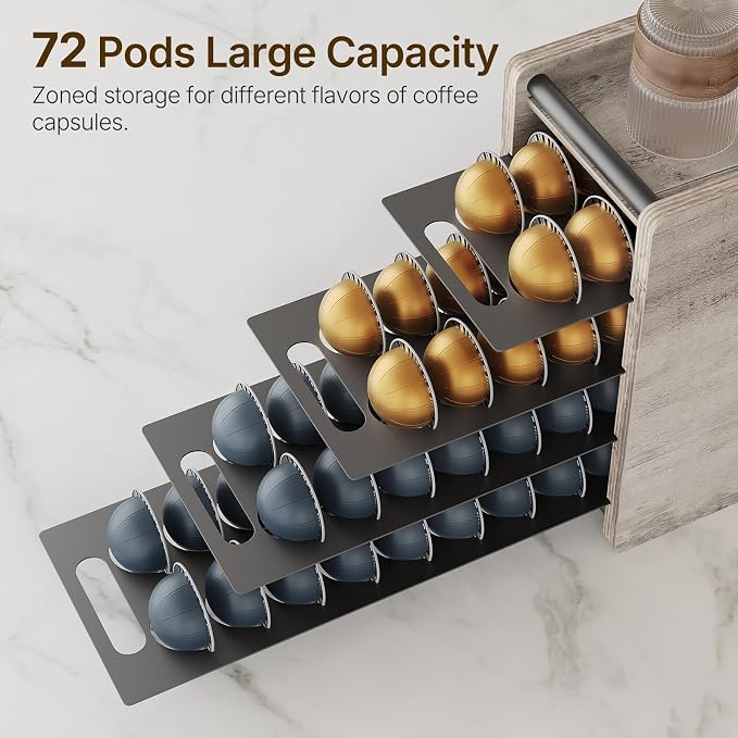 YATINEY Coffee Pod Drawer Holder, 72 Pods Large Capacity, 4 Tier Holder - Image 4