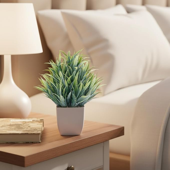 CEWOR Fake Plants 4 Packs Small Artificial Greenery Mini White Potted Plants - Image 7