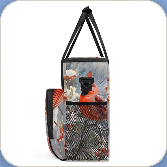 Christmas Red Bird Coffee Maker Carring Bag, Large Insulated Storage Organizer - Image 4