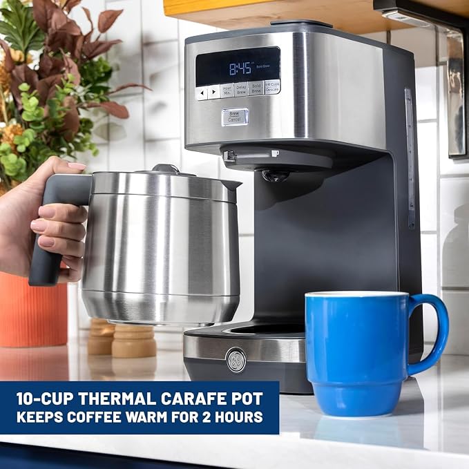 GE Drip Coffee Maker With Timer | 10-Cup Thermal Carafe Coffee Pot Keeps Coffee - Image 2