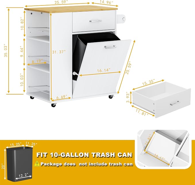 HQZX Rolling Kitchen Island - Image 2