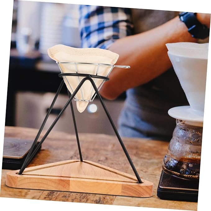 1Set Coffee Drip Rack Set with Stainless Steel Funnel Reusable Filter Cloth - Image 7