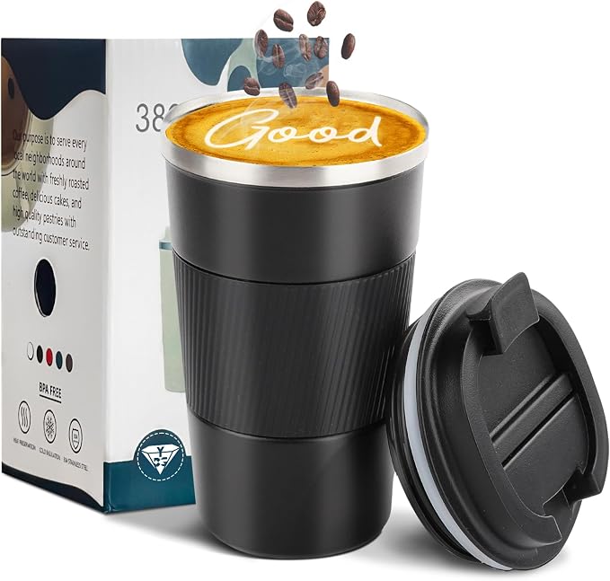YINBAOGE Insulated Travel Coffee Mug, Spill & Leak Proof, Portable To Go by YINBAOGE