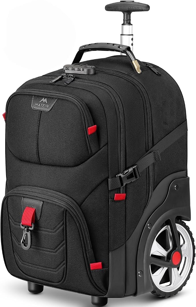 MATEIN Rolling Bag with Wheels, 17 Inch Extra Large Laptop Roller Backpack by MATEIN