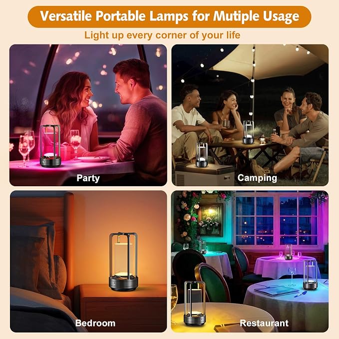 Portable Table Lamp for Outdoor Indoor: Cordless Rechargeable Desk Lamp - Image 3