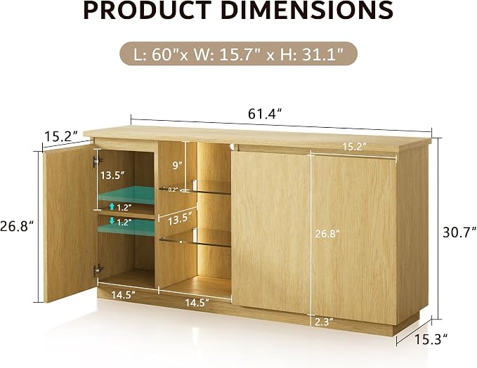 iPormis Sideboard Buffet Cabinet - Image 2