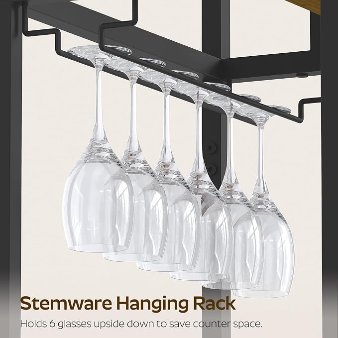 YATINEY Bar Cart, 3 Tier Home Bar Serving Cart - Image 4