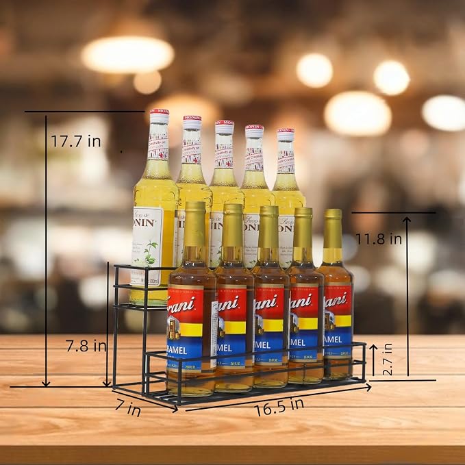 Coffee Syrup Rack for 10 Bottles, Tiered Coffee Syrup Organizer & Holder - Image 2